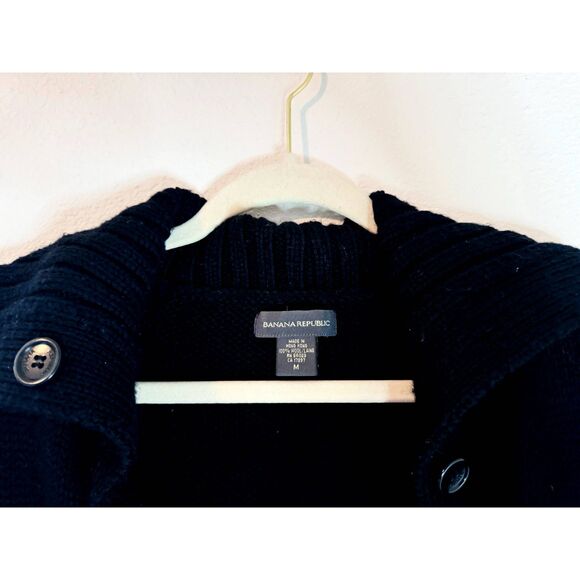 Banana Republic Crop Length 100% Wool Thick Knit Turtleneck Cardigan Sweater - Picture 4 of 4